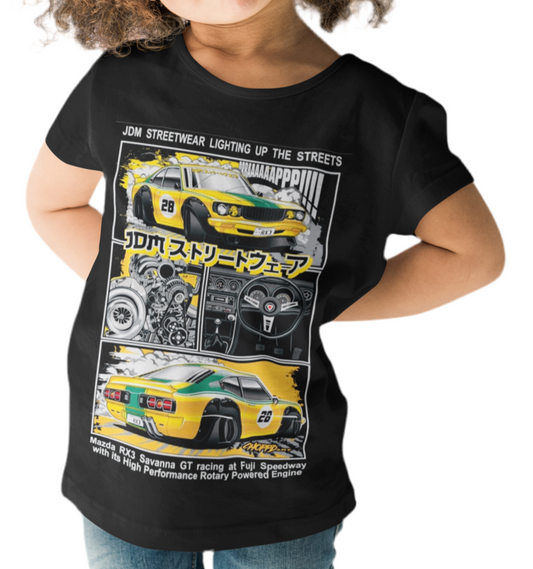 Kids JDM Mazda RX3 Tee - Black